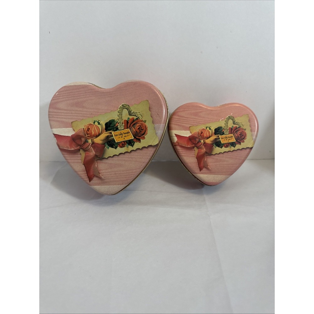 Vintage Heart Shaped Tins By Russ 2 In Lot Memories Of Love Valentine